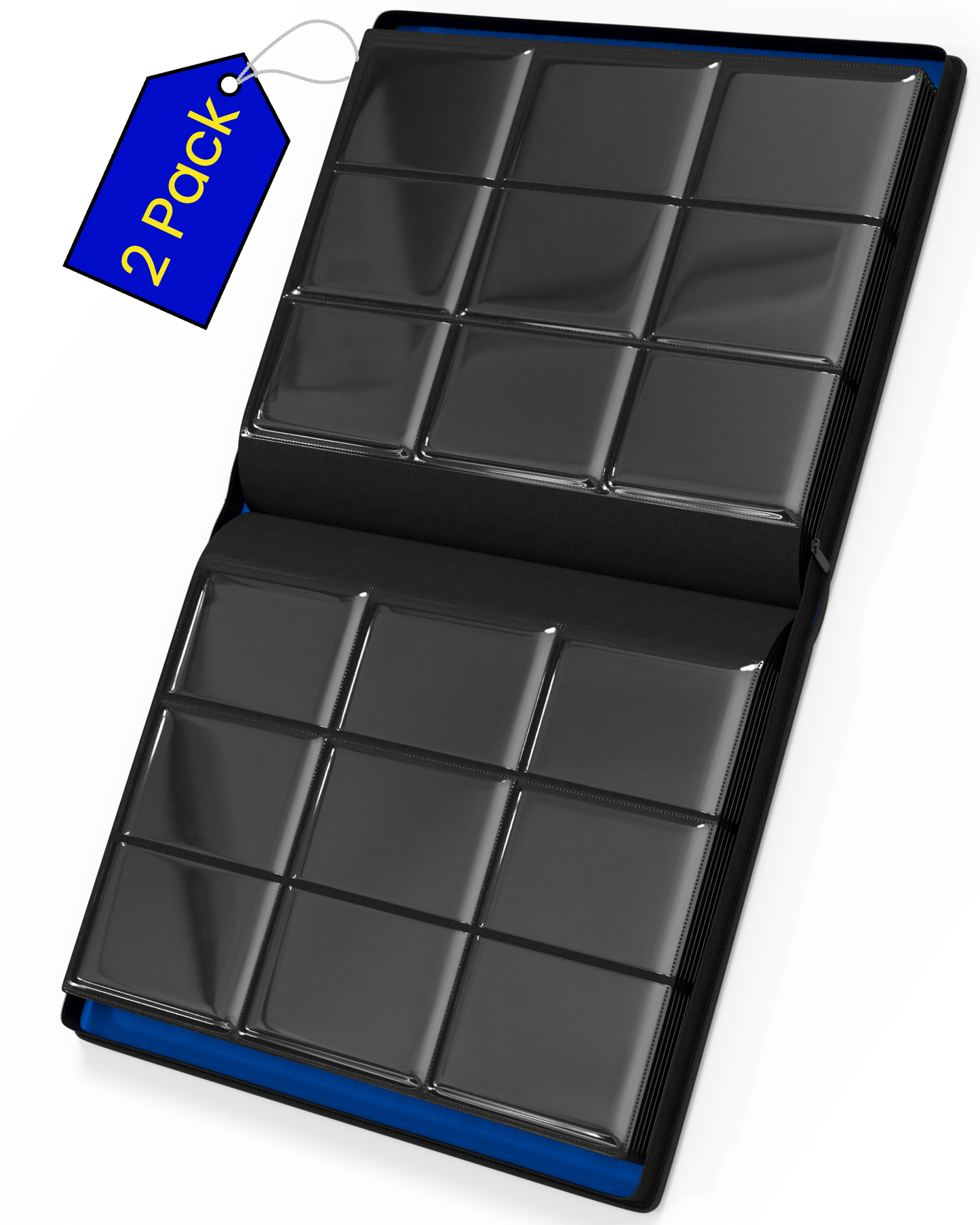 2-Pack - Blue Interior & Black Interior - Premium Top Loader Binder for 288 Cards - Scratch Resistant Exterior - 9 Pocket Double Sided Easy Flip Pages - Zipper-Enclosed Ringless Toploader Binder (Copy) (Copy) (Copy)