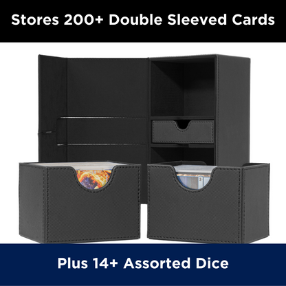 Dark Black Interior Sideloader 200 - Durable Double Deck Box with Dice Tray