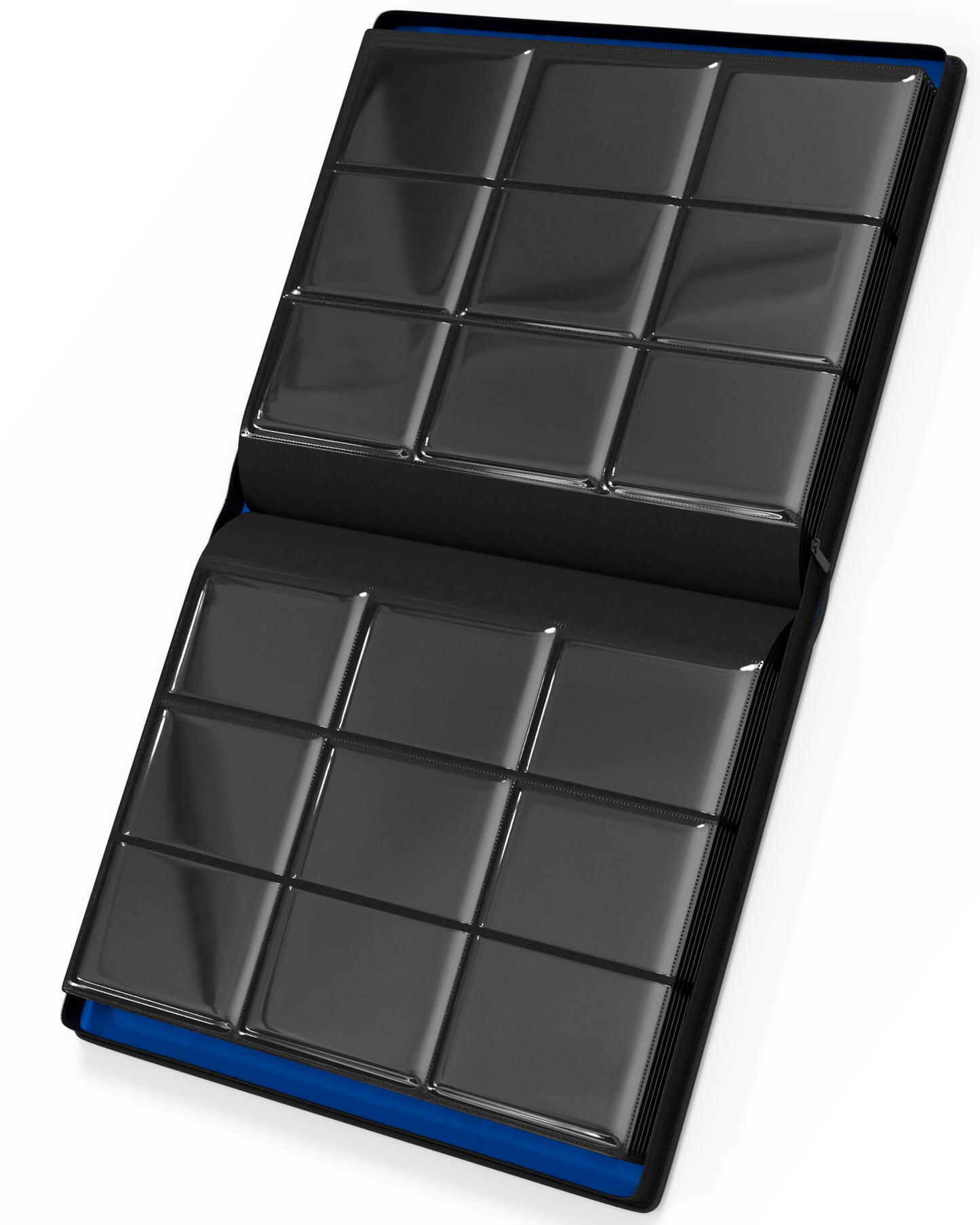 Blue Interior - Premium Top Loader Binder for 288 Cards - Scratch Resistant Exterior - 9 Pocket Double Sided Easy Flip Pages - Zipper-Enclosed Ringless Toploader Binder